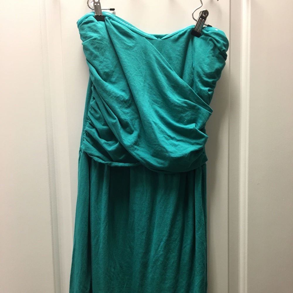 Sexy strapless turquoise summer dress